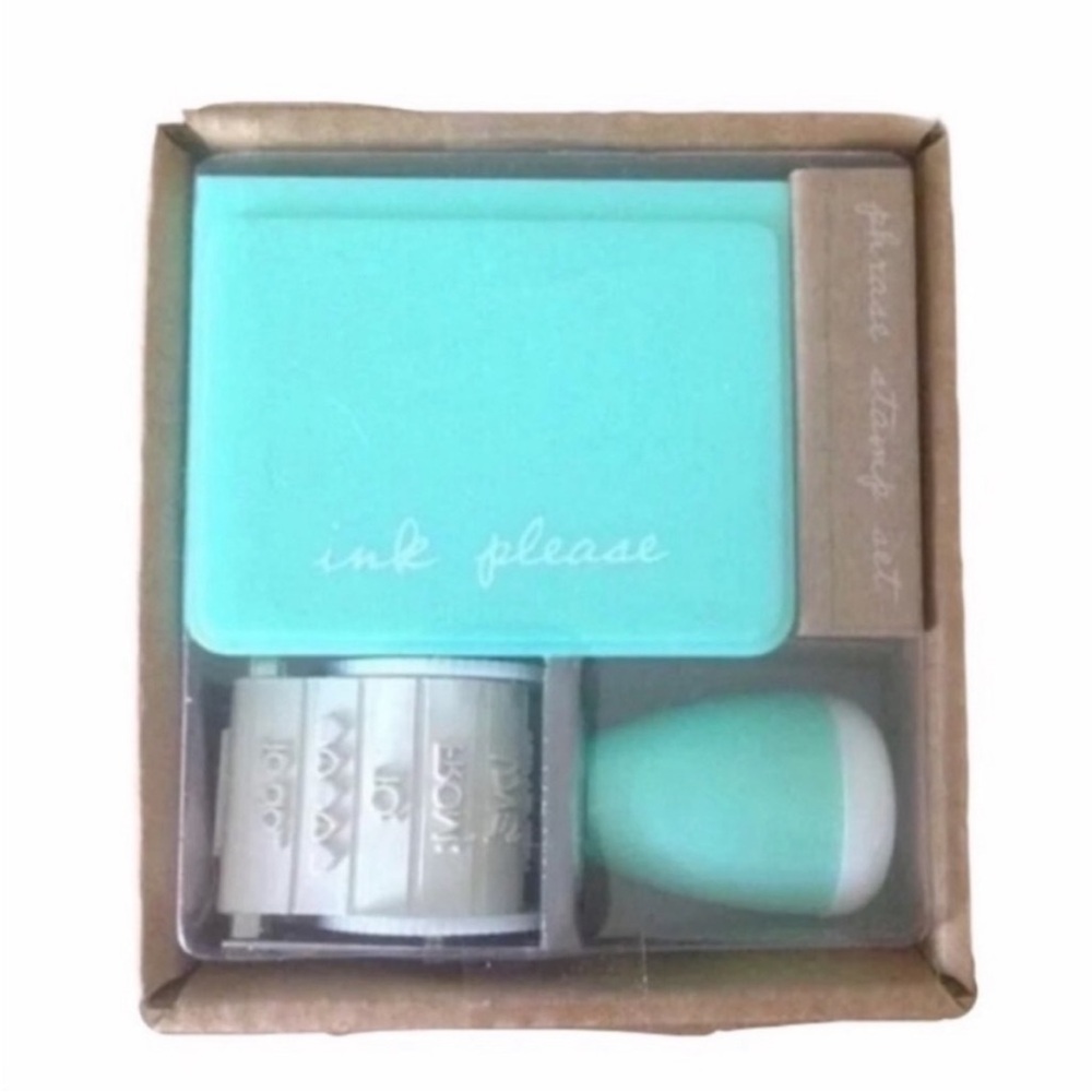 Phrase Roller Stamp Ink Pad Set Gift Wrap Pen Pal Scrapbooking Planner Crafting